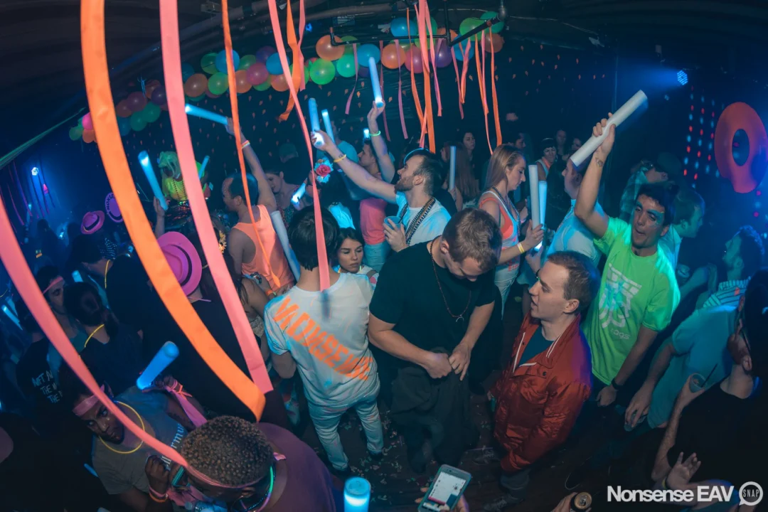 Nonsense: GLOW Indie Dance Party - February 2018! We danced! We glowed! We got ridiculous! Nonsense is the 3rd Friday of every month at The Basement. Kimber is the DJ. Photo by Oh Snap.