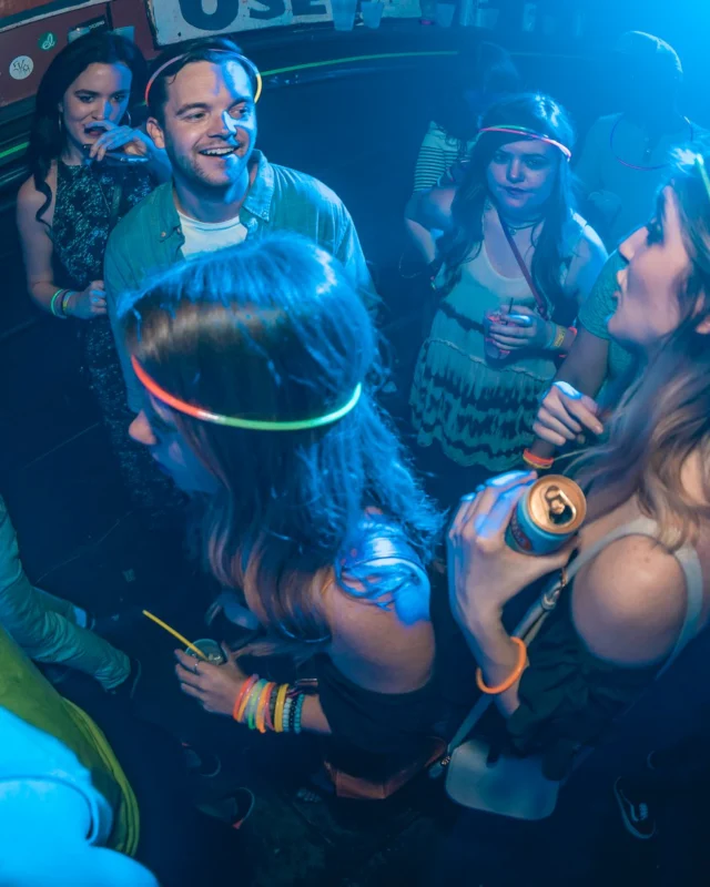 Nonsense: GLOW Indie Dance Party - February 2018! We danced! We glowed! We got ridiculous! Nonsense is the 3rd Friday of every month at The Basement. Kimber is the DJ. Photo by Oh Snap.