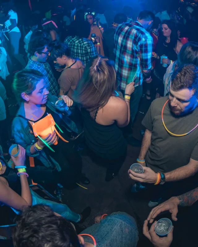 Nonsense: GLOW Indie Dance Party - February 2018! We danced! We glowed! We got ridiculous! Nonsense is the 3rd Friday of every month at The Basement. Kimber is the DJ. Photo by Oh Snap.