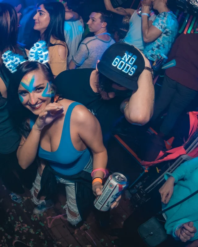 Nonsense: GLOW Indie Dance Party - February 2018! We danced! We glowed! We got ridiculous! Nonsense is the 3rd Friday of every month at The Basement. Kimber is the DJ. Photo by Oh Snap.