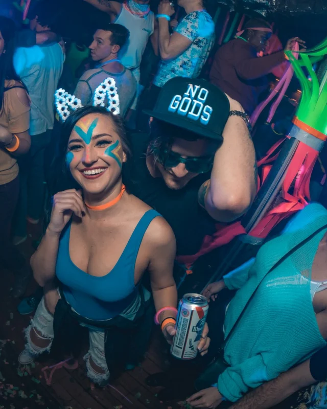 Nonsense: GLOW Indie Dance Party - February 2018! We danced! We glowed! We got ridiculous! Nonsense is the 3rd Friday of every month at The Basement. Kimber is the DJ. Photo by Oh Snap.