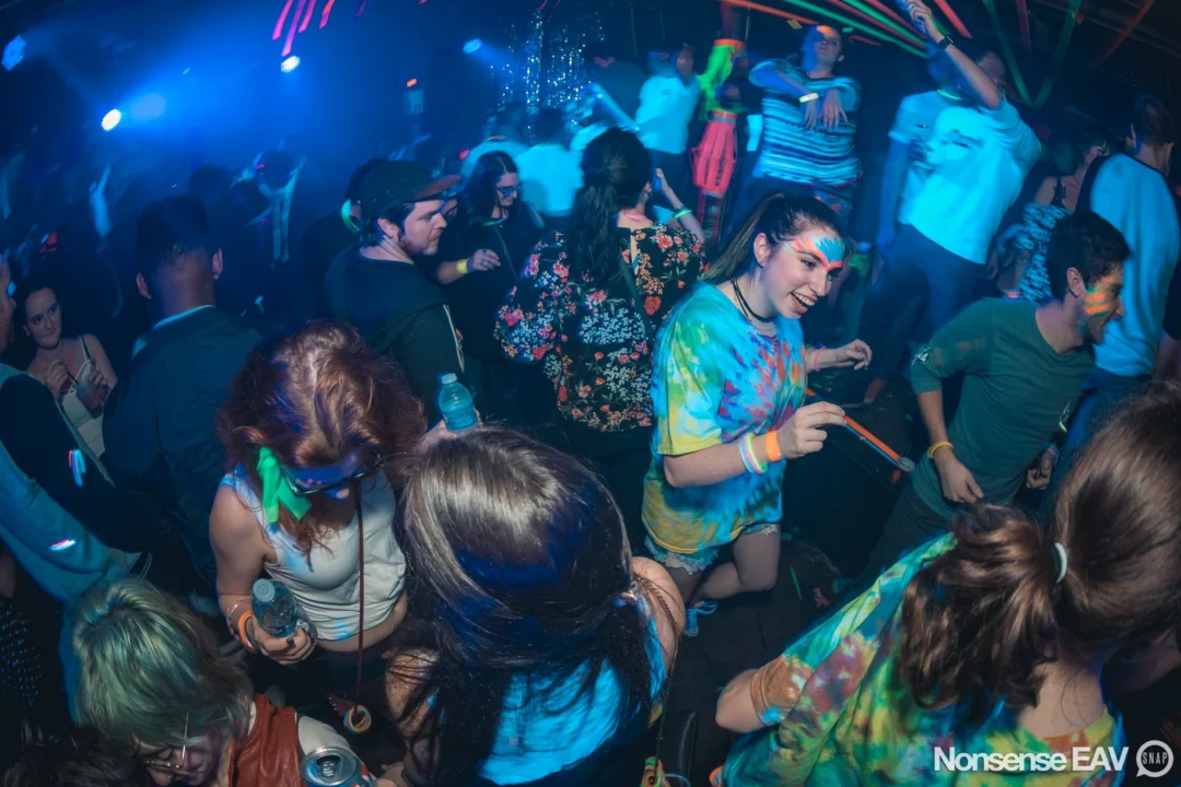 Nonsense: GLOW Indie Dance Party - February 2018! We danced! We glowed! We got ridiculous! Nonsense is the 3rd Friday of every month at The Basement. Kimber is the DJ. Photo by Oh Snap.