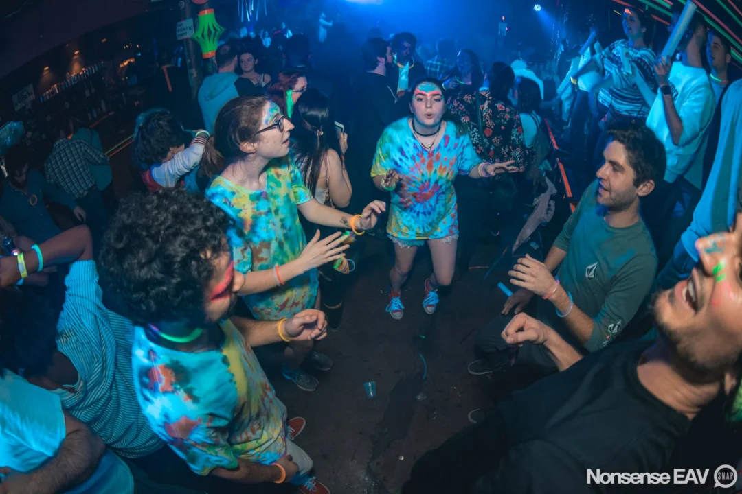 Nonsense: GLOW Indie Dance Party - February 2018! We danced! We glowed! We got ridiculous! Nonsense is the 3rd Friday of every month at The Basement. Kimber is the DJ. Photo by Oh Snap.