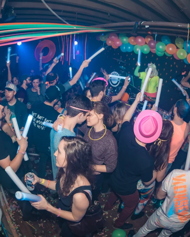 Nonsense: GLOW Indie Dance Party - February 2018! We danced! We glowed! We got ridiculous! Nonsense is the 3rd Friday of every month at The Basement. Kimber is the DJ. Photo by Oh Snap.