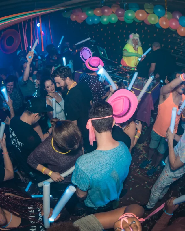 Nonsense: GLOW Indie Dance Party - February 2018! We danced! We glowed! We got ridiculous! Nonsense is the 3rd Friday of every month at The Basement. Kimber is the DJ. Photo by Oh Snap.