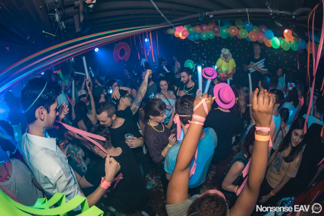 Nonsense: GLOW Indie Dance Party - February 2018! We danced! We glowed! We got ridiculous! Nonsense is the 3rd Friday of every month at The Basement. Kimber is the DJ. Photo by Oh Snap.