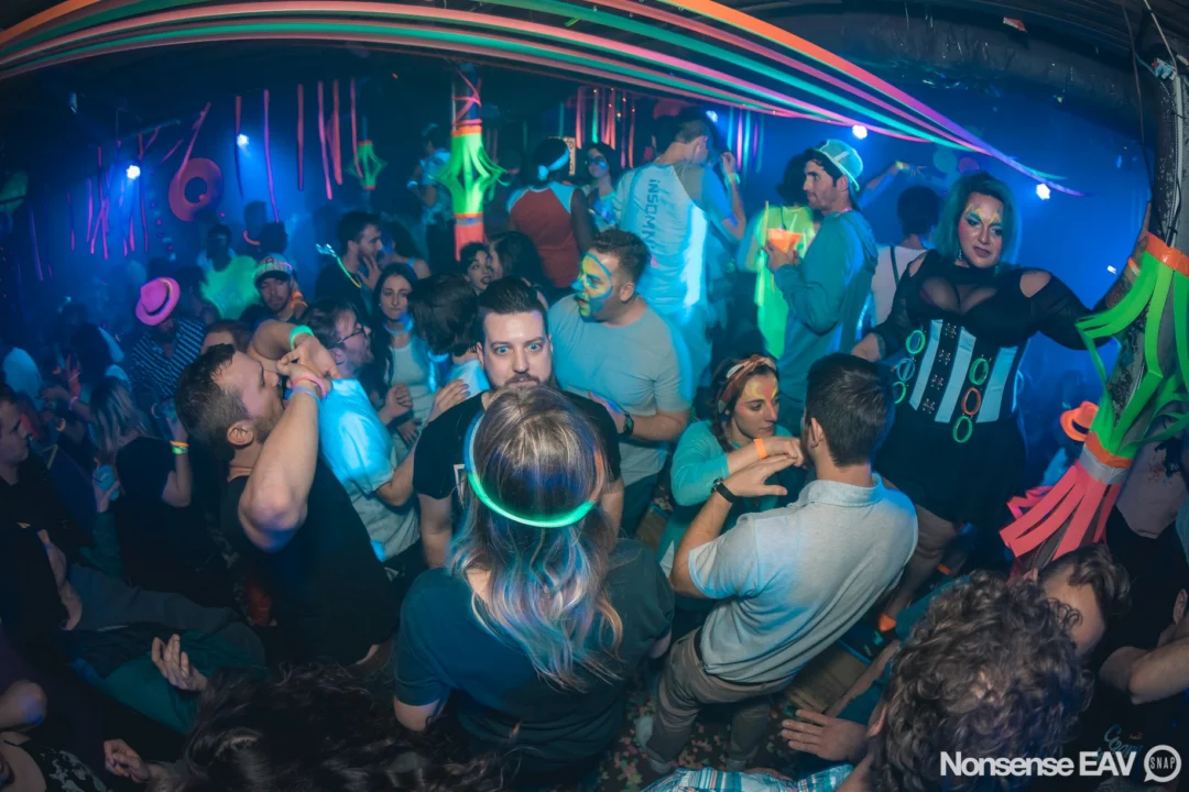 Nonsense: GLOW Indie Dance Party - February 2018! We danced! We glowed! We got ridiculous! Nonsense is the 3rd Friday of every month at The Basement. Kimber is the DJ. Photo by Oh Snap.