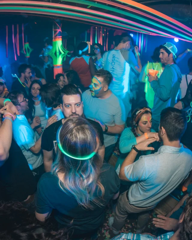 Nonsense: GLOW Indie Dance Party - February 2018! We danced! We glowed! We got ridiculous! Nonsense is the 3rd Friday of every month at The Basement. Kimber is the DJ. Photo by Oh Snap.