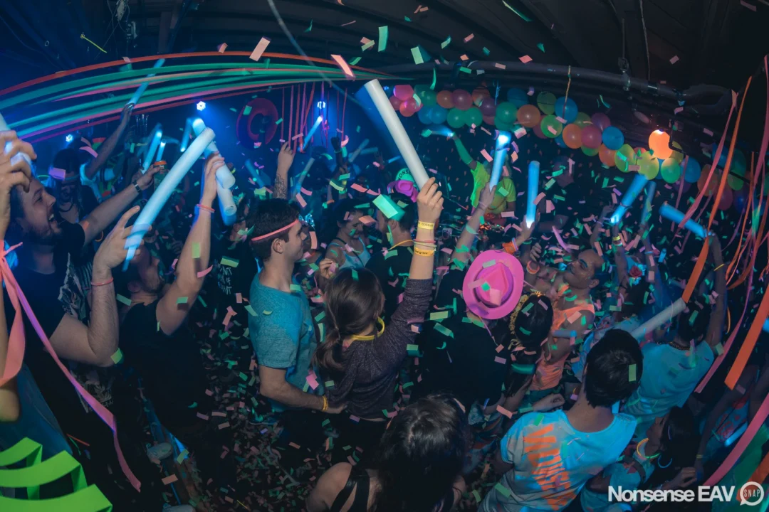 Nonsense: GLOW Indie Dance Party - February 2018! We danced! We glowed! We got ridiculous! Nonsense is the 3rd Friday of every month at The Basement. Kimber is the DJ. Photo by Oh Snap.