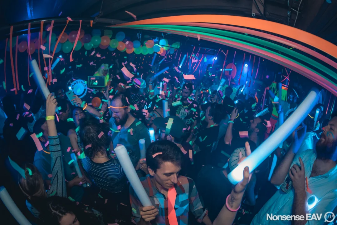 Nonsense: GLOW Indie Dance Party - February 2018! We danced! We glowed! We got ridiculous! Nonsense is the 3rd Friday of every month at The Basement. Kimber is the DJ. Photo by Oh Snap.