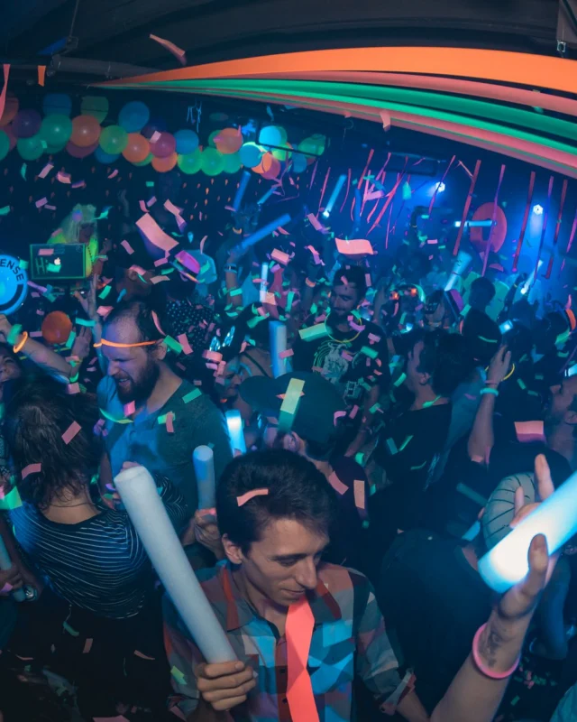 Nonsense: GLOW Indie Dance Party - February 2018! We danced! We glowed! We got ridiculous! Nonsense is the 3rd Friday of every month at The Basement. Kimber is the DJ. Photo by Oh Snap.