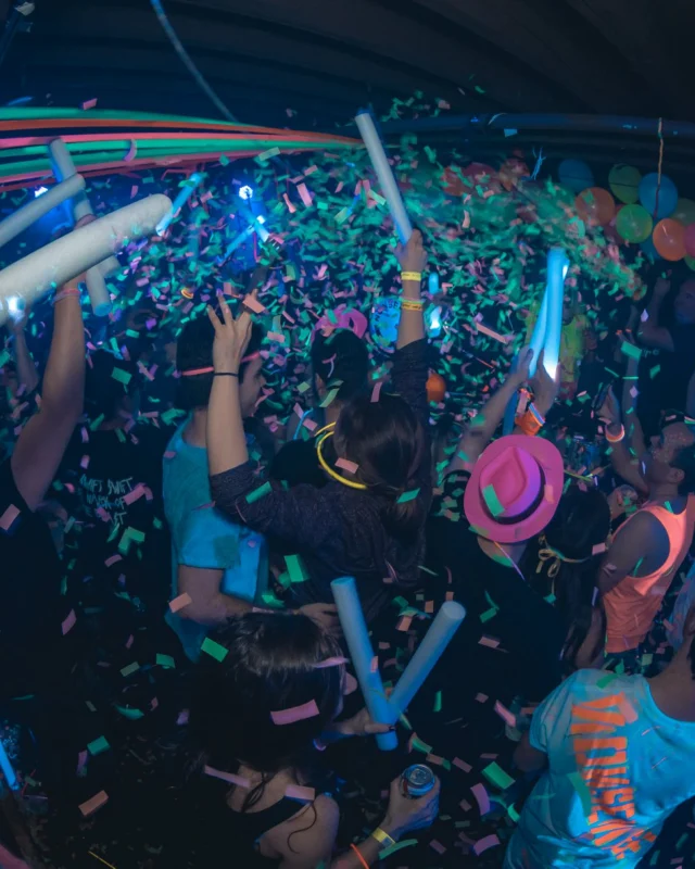 Nonsense: GLOW Indie Dance Party - February 2018! We danced! We glowed! We got ridiculous! Nonsense is the 3rd Friday of every month at The Basement. Kimber is the DJ. Photo by Oh Snap.