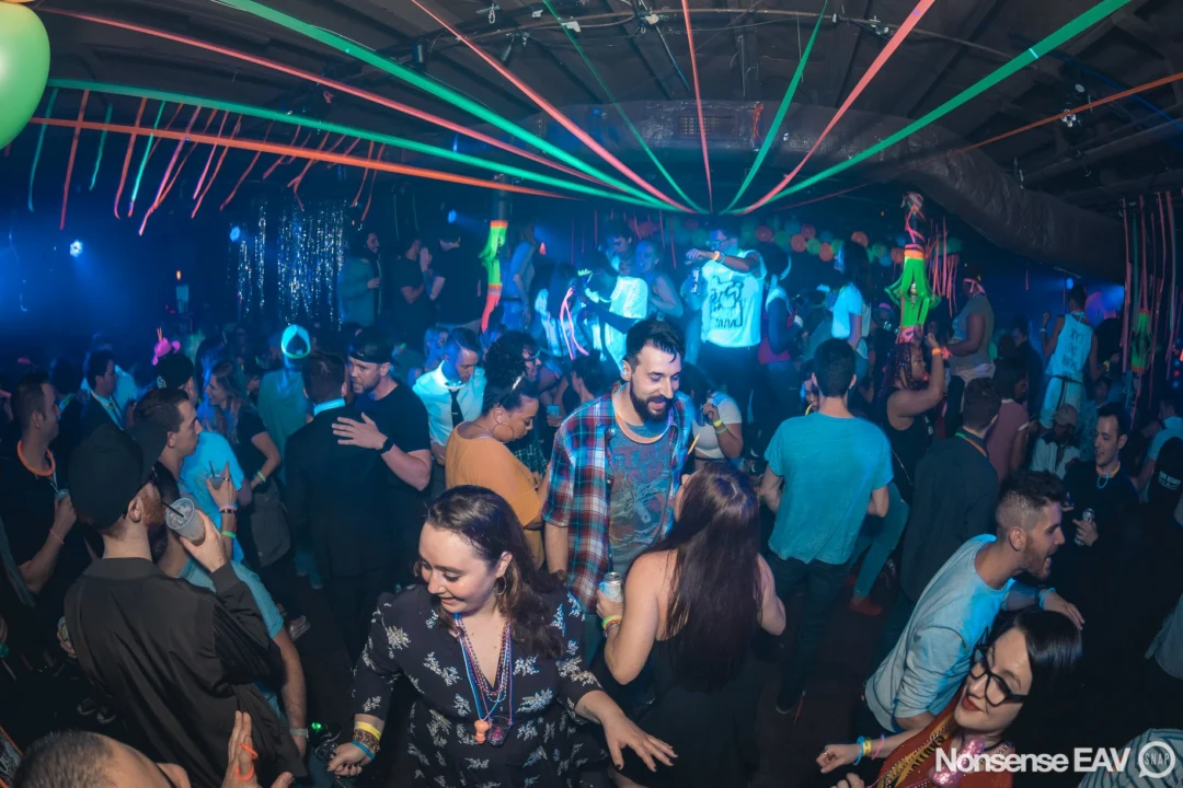 Nonsense: GLOW Indie Dance Party - February 2018! We danced! We glowed! We got ridiculous! Nonsense is the 3rd Friday of every month at The Basement. Kimber is the DJ. Photo by Oh Snap.