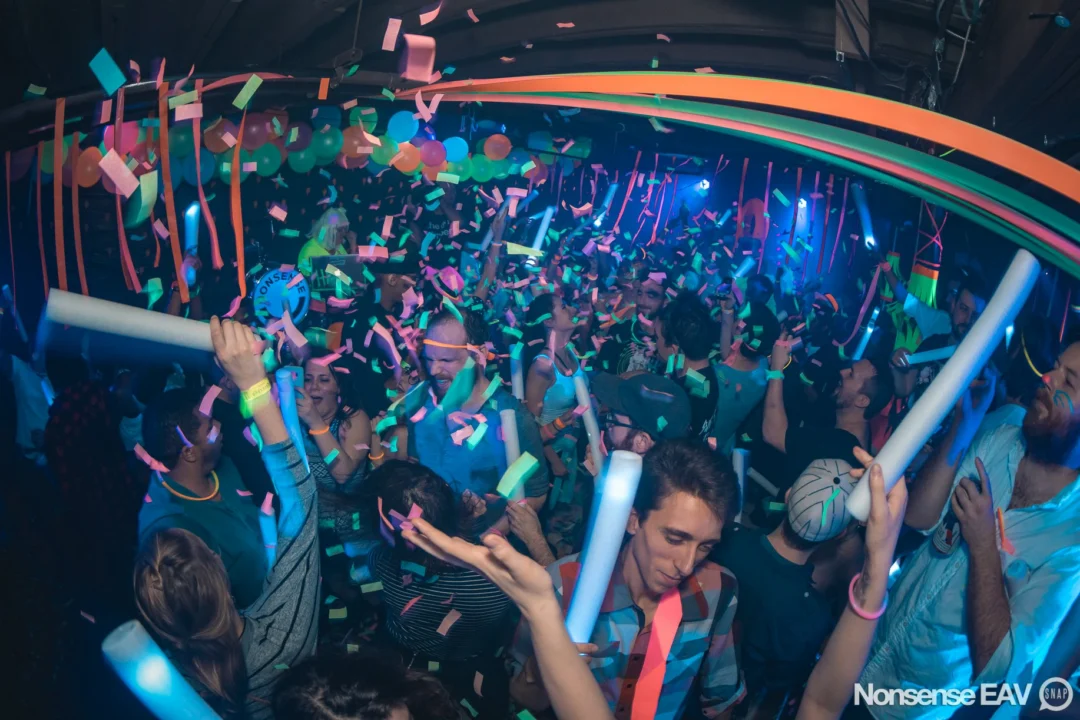 Nonsense: GLOW Indie Dance Party - February 2018! We danced! We glowed! We got ridiculous! Nonsense is the 3rd Friday of every month at The Basement. Kimber is the DJ. Photo by Oh Snap.
