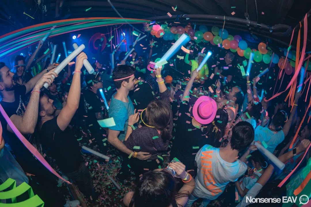 Nonsense: GLOW Indie Dance Party - February 2018! We danced! We glowed! We got ridiculous! Nonsense is the 3rd Friday of every month at The Basement. Kimber is the DJ. Photo by Oh Snap.
