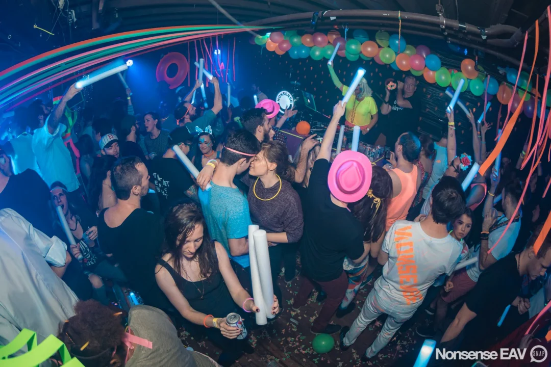 Nonsense: GLOW Indie Dance Party - February 2018! We danced! We glowed! We got ridiculous! Nonsense is the 3rd Friday of every month at The Basement. Kimber is the DJ. Photo by Oh Snap.