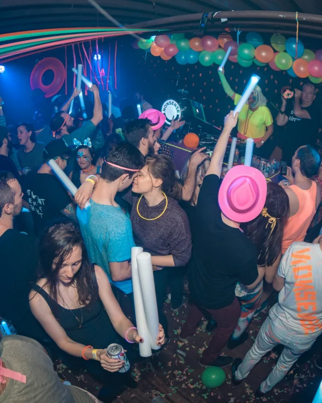 Nonsense: GLOW Indie Dance Party - February 2018! We danced! We glowed! We got ridiculous! Nonsense is the 3rd Friday of every month at The Basement. Kimber is the DJ. Photo by Oh Snap.
