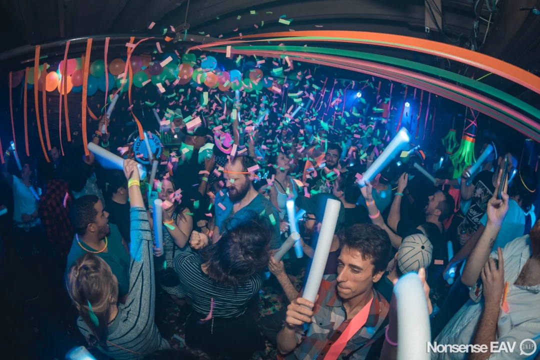 Nonsense: GLOW Indie Dance Party - February 2018! We danced! We glowed! We got ridiculous! Nonsense is the 3rd Friday of every month at The Basement. Kimber is the DJ. Photo by Oh Snap.