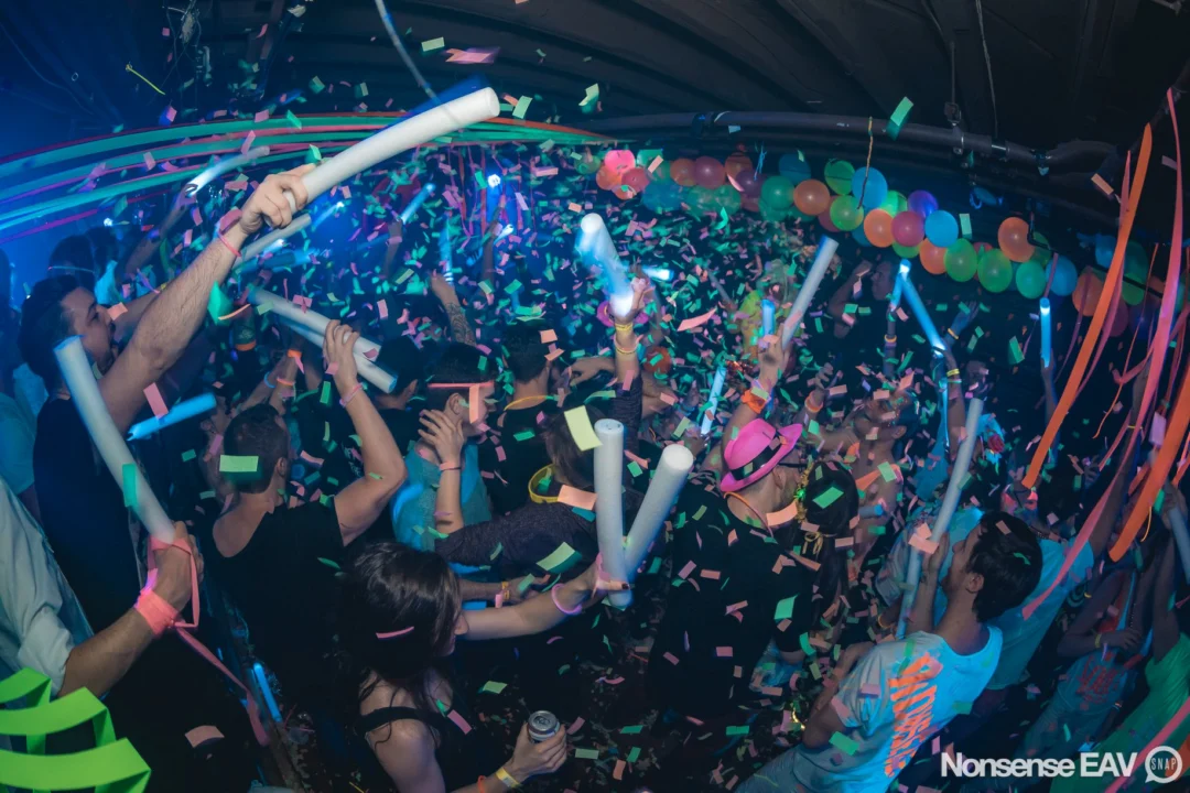 Nonsense: GLOW Indie Dance Party - February 2018! We danced! We glowed! We got ridiculous! Nonsense is the 3rd Friday of every month at The Basement. Kimber is the DJ. Photo by Oh Snap.
