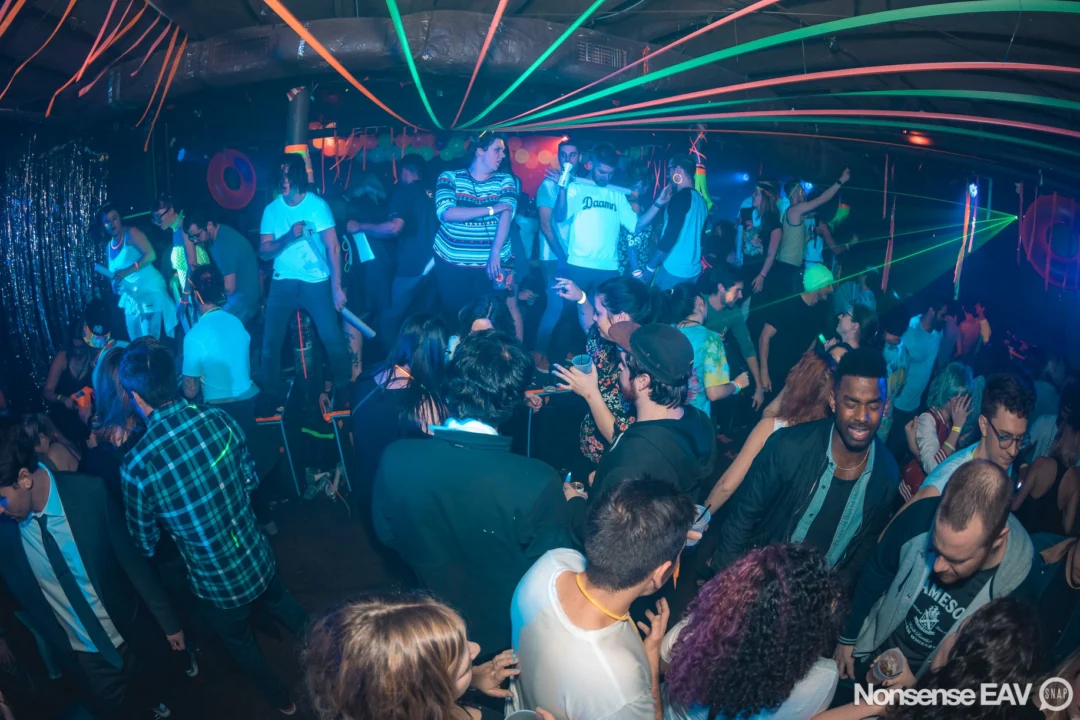 Nonsense: GLOW Indie Dance Party - February 2018! We danced! We glowed! We got ridiculous! Nonsense is the 3rd Friday of every month at The Basement. Kimber is the DJ. Photo by Oh Snap.