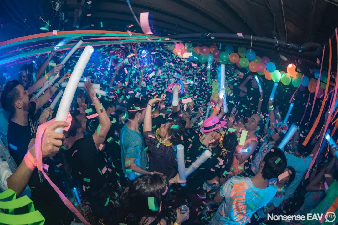 Nonsense: GLOW Indie Dance Party - February 2018! We danced! We glowed! We got ridiculous! Nonsense is the 3rd Friday of every month at The Basement. Kimber is the DJ. Photo by Oh Snap.