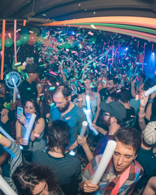 Nonsense: GLOW Indie Dance Party - February 2018! We danced! We glowed! We got ridiculous! Nonsense is the 3rd Friday of every month at The Basement. Kimber is the DJ. Photo by Oh Snap.