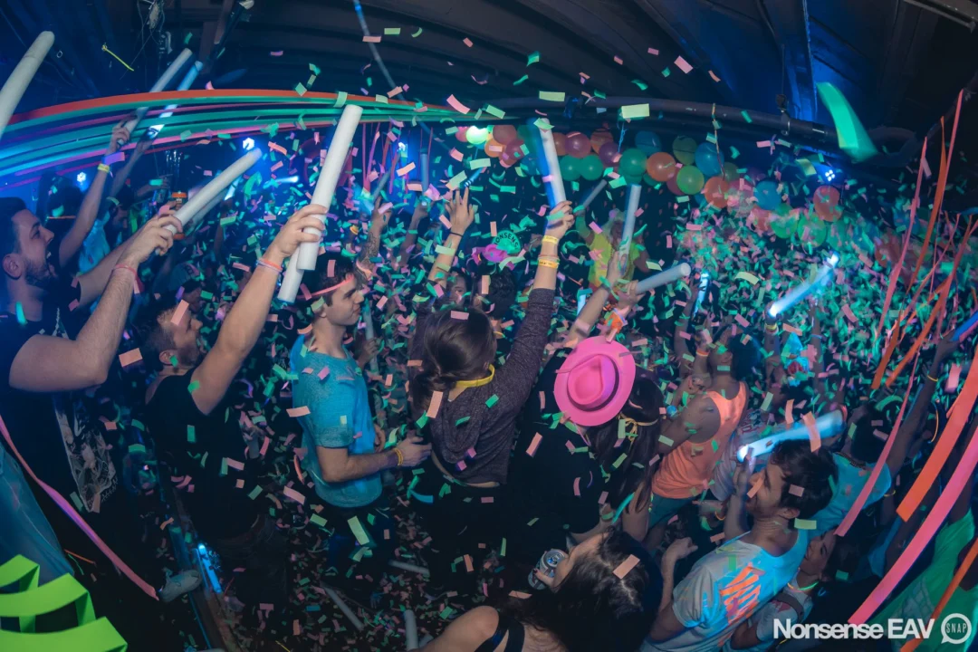 Nonsense: GLOW Indie Dance Party - February 2018! We danced! We glowed! We got ridiculous! Nonsense is the 3rd Friday of every month at The Basement. Kimber is the DJ. Photo by Oh Snap.