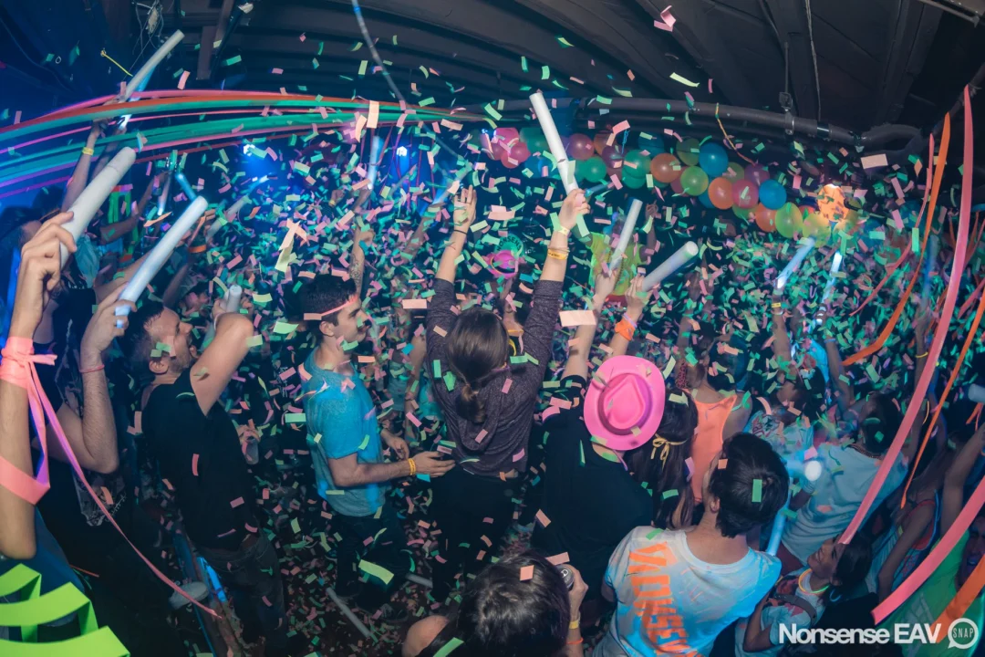 Nonsense: GLOW Indie Dance Party - February 2018! We danced! We glowed! We got ridiculous! Nonsense is the 3rd Friday of every month at The Basement. Kimber is the DJ. Photo by Oh Snap.
