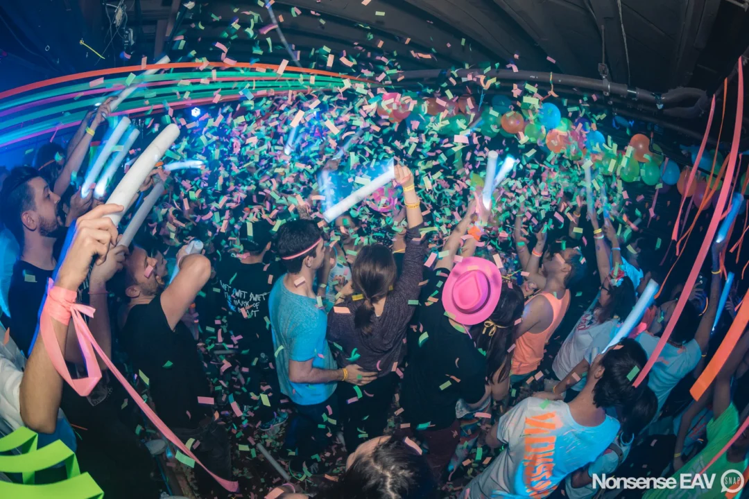 Nonsense: GLOW Indie Dance Party - February 2018! We danced! We glowed! We got ridiculous! Nonsense is the 3rd Friday of every month at The Basement. Kimber is the DJ. Photo by Oh Snap.