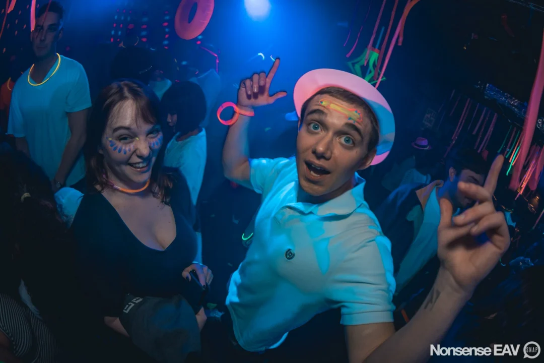 Nonsense: GLOW Indie Dance Party - February 2018! We danced! We glowed! We got ridiculous! Nonsense is the 3rd Friday of every month at The Basement. Kimber is the DJ. Photo by Oh Snap.
