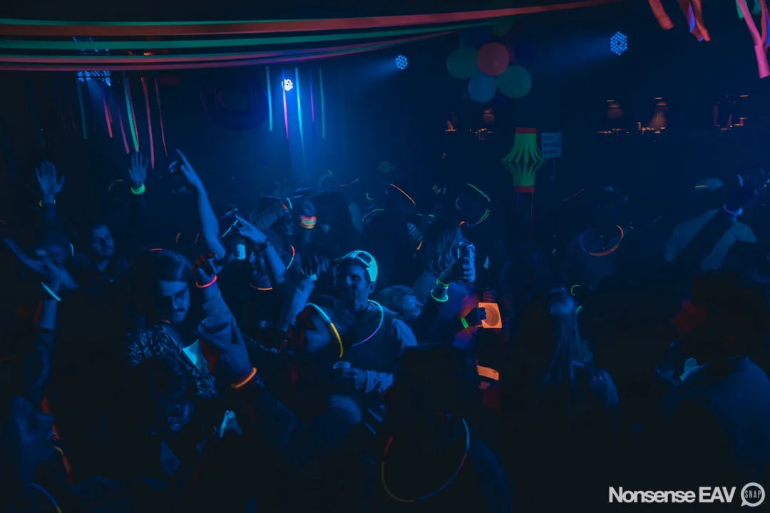 Nonsense: GLOW Indie Dance Party - February 2018! We danced! We glowed! We got ridiculous! Nonsense is the 3rd Friday of every month at The Basement. Kimber is the DJ. Photo by Oh Snap.