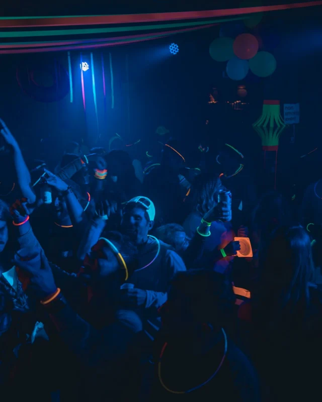 Nonsense: GLOW Indie Dance Party - February 2018! We danced! We glowed! We got ridiculous! Nonsense is the 3rd Friday of every month at The Basement. Kimber is the DJ. Photo by Oh Snap.