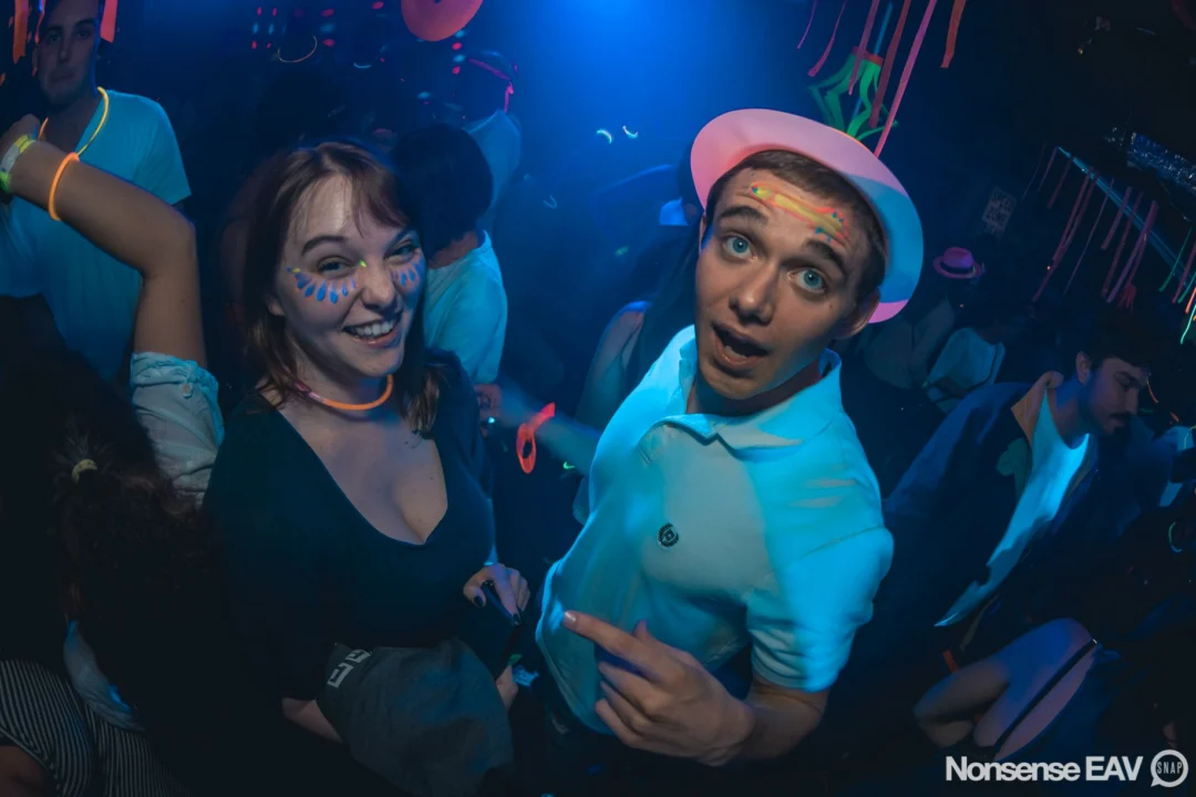 Nonsense: GLOW Indie Dance Party - February 2018! We danced! We glowed! We got ridiculous! Nonsense is the 3rd Friday of every month at The Basement. Kimber is the DJ. Photo by Oh Snap.