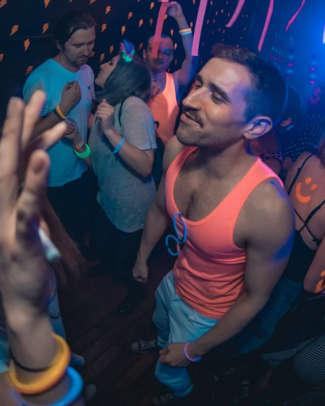 Nonsense: GLOW Indie Dance Party - February 2018! We danced! We glowed! We got ridiculous! Nonsense is the 3rd Friday of every month at The Basement. Kimber is the DJ. Photo by Oh Snap.