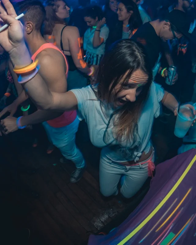 Nonsense: GLOW Indie Dance Party - February 2018! We danced! We glowed! We got ridiculous! Nonsense is the 3rd Friday of every month at The Basement. Kimber is the DJ. Photo by Oh Snap.