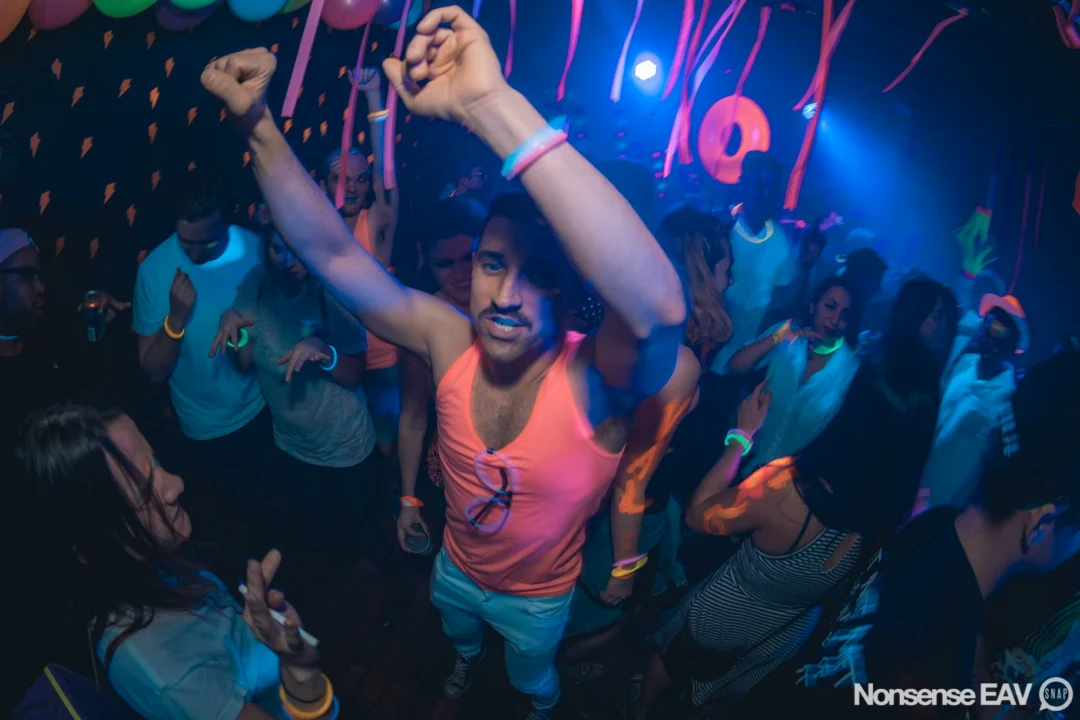 Nonsense: GLOW Indie Dance Party - February 2018! We danced! We glowed! We got ridiculous! Nonsense is the 3rd Friday of every month at The Basement. Kimber is the DJ. Photo by Oh Snap.