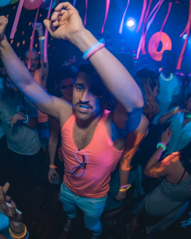 Nonsense: GLOW Indie Dance Party - February 2018! We danced! We glowed! We got ridiculous! Nonsense is the 3rd Friday of every month at The Basement. Kimber is the DJ. Photo by Oh Snap.