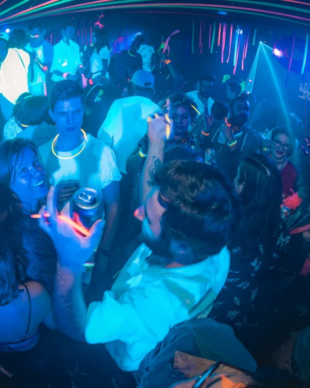 Nonsense: GLOW Indie Dance Party - February 2018! We danced! We glowed! We got ridiculous! Nonsense is the 3rd Friday of every month at The Basement. Kimber is the DJ. Photo by Oh Snap.