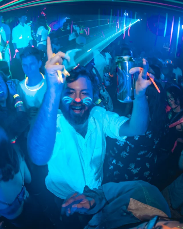 Nonsense: GLOW Indie Dance Party - February 2018! We danced! We glowed! We got ridiculous! Nonsense is the 3rd Friday of every month at The Basement. Kimber is the DJ. Photo by Oh Snap.