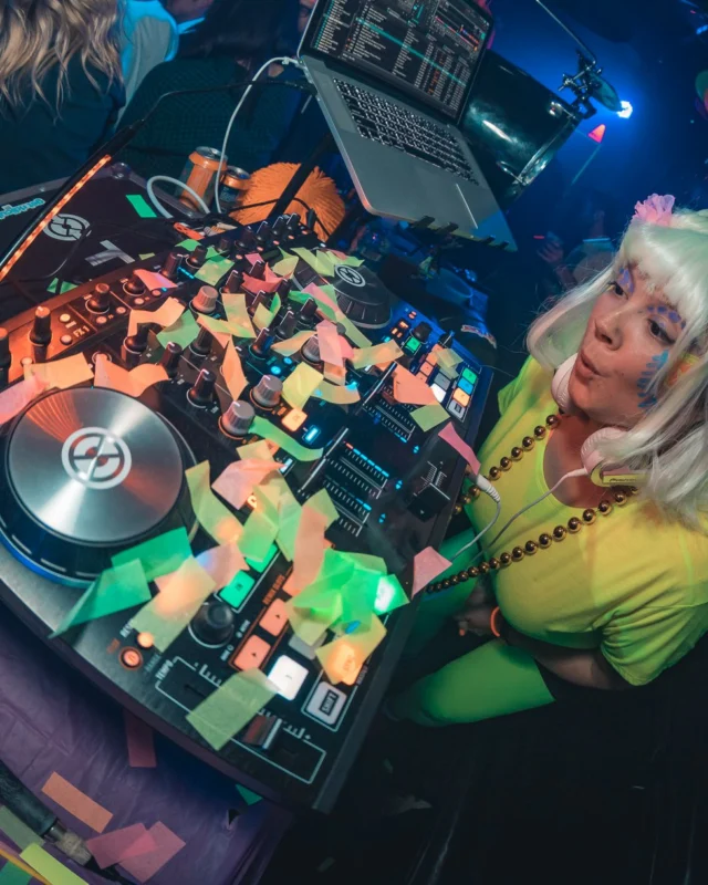 Nonsense: GLOW Indie Dance Party - February 2018! We danced! We glowed! We got ridiculous! Nonsense is the 3rd Friday of every month at The Basement. Kimber is the DJ. Photo by Oh Snap.