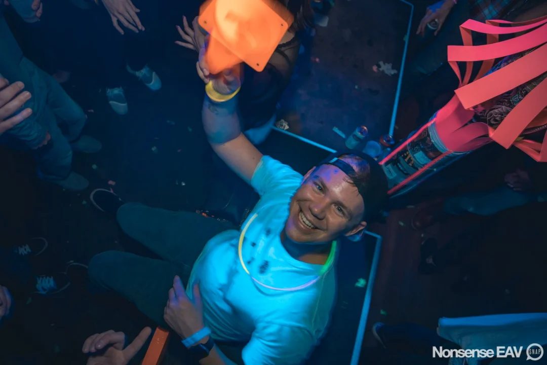 Nonsense: GLOW Indie Dance Party - February 2018! We danced! We glowed! We got ridiculous! Nonsense is the 3rd Friday of every month at The Basement. Kimber is the DJ. Photo by Oh Snap.