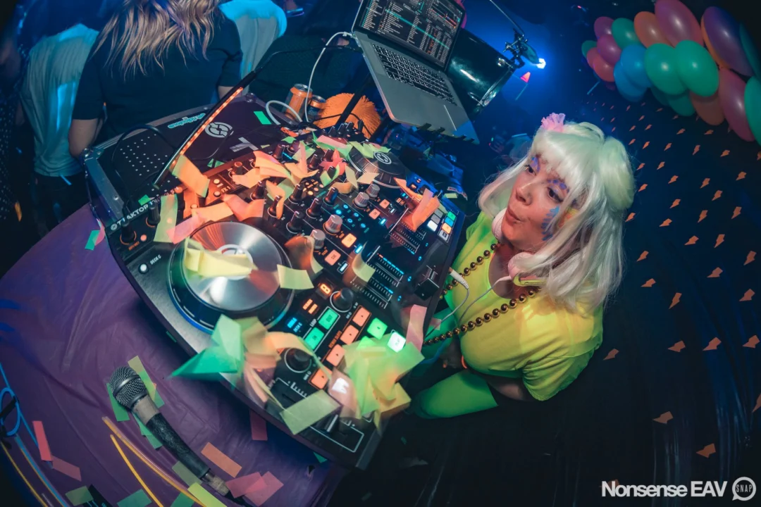 Nonsense: GLOW Indie Dance Party - February 2018! We danced! We glowed! We got ridiculous! Nonsense is the 3rd Friday of every month at The Basement. Kimber is the DJ. Photo by Oh Snap.