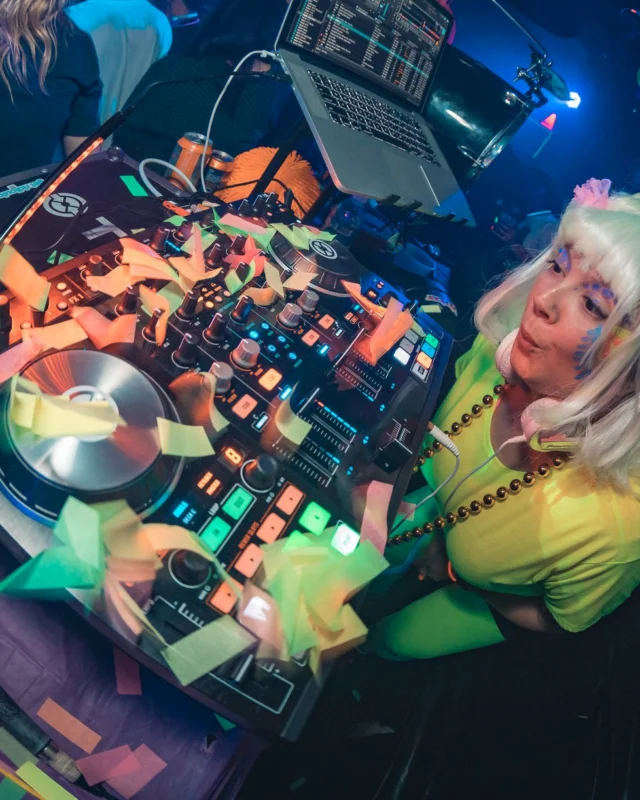 Nonsense: GLOW Indie Dance Party - February 2018! We danced! We glowed! We got ridiculous! Nonsense is the 3rd Friday of every month at The Basement. Kimber is the DJ. Photo by Oh Snap.