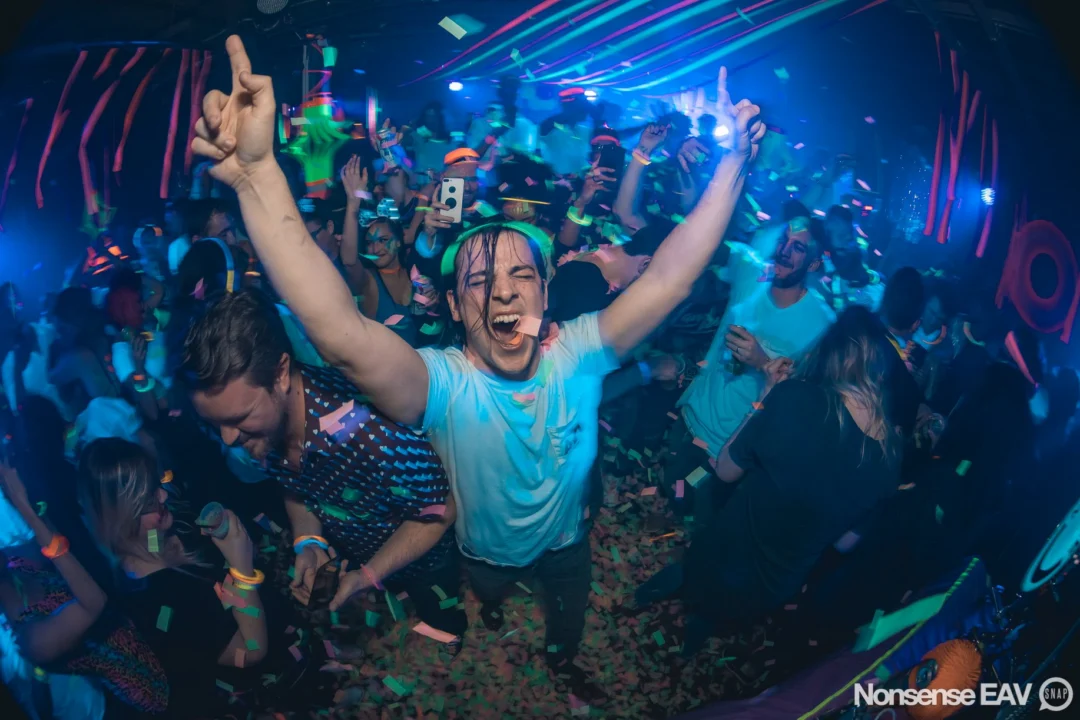 Nonsense: GLOW Indie Dance Party - February 2018! We danced! We glowed! We got ridiculous! Nonsense is the 3rd Friday of every month at The Basement. Kimber is the DJ. Photo by Oh Snap.