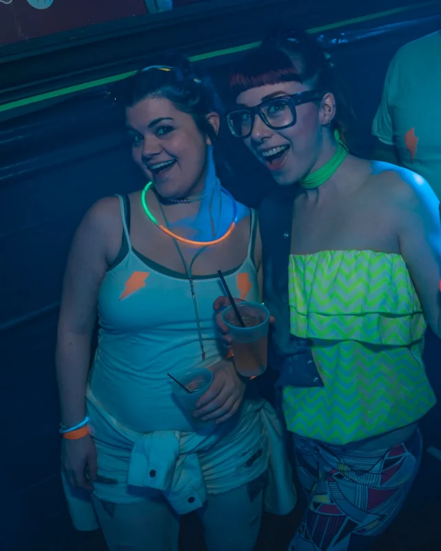 Nonsense: GLOW Indie Dance Party - February 2018! We danced! We glowed! We got ridiculous! Nonsense is the 3rd Friday of every month at The Basement. Kimber is the DJ. Photo by Oh Snap.