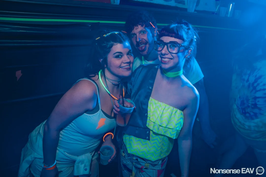 Nonsense: GLOW Indie Dance Party - February 2018! We danced! We glowed! We got ridiculous! Nonsense is the 3rd Friday of every month at The Basement. Kimber is the DJ. Photo by Oh Snap.