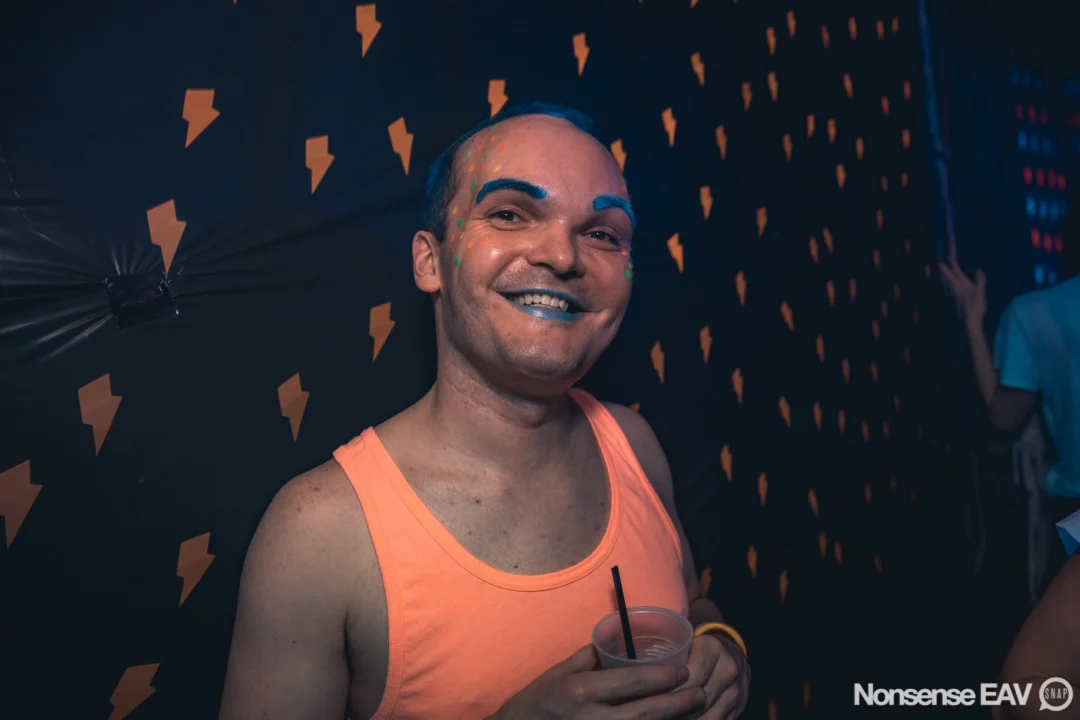 Nonsense: GLOW Indie Dance Party - February 2018! We danced! We glowed! We got ridiculous! Nonsense is the 3rd Friday of every month at The Basement. Kimber is the DJ. Photo by Oh Snap.