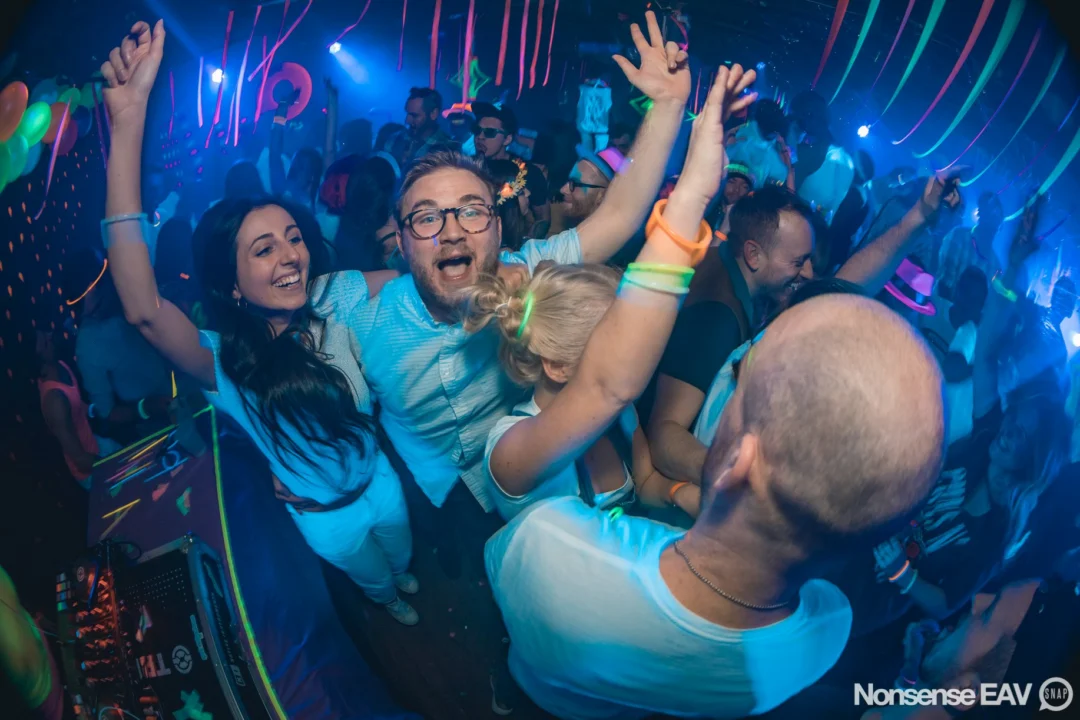 Nonsense: GLOW Indie Dance Party - February 2018! We danced! We glowed! We got ridiculous! Nonsense is the 3rd Friday of every month at The Basement. Kimber is the DJ. Photo by Oh Snap.