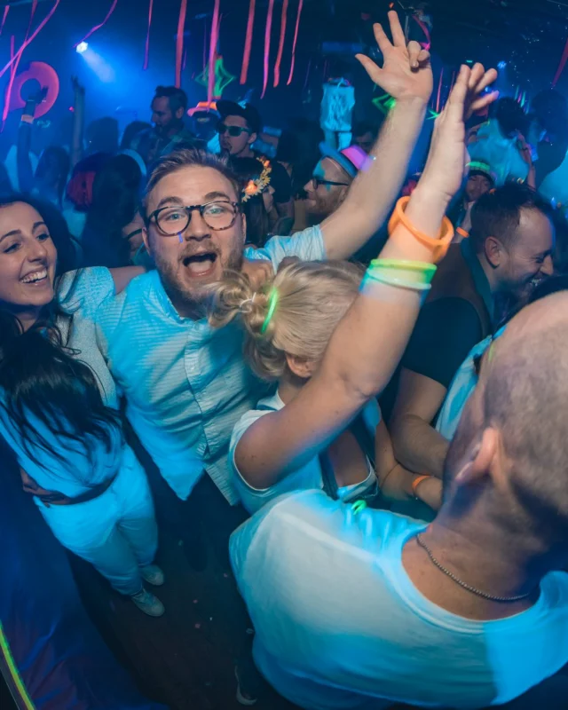 Nonsense: GLOW Indie Dance Party - February 2018! We danced! We glowed! We got ridiculous! Nonsense is the 3rd Friday of every month at The Basement. Kimber is the DJ. Photo by Oh Snap.