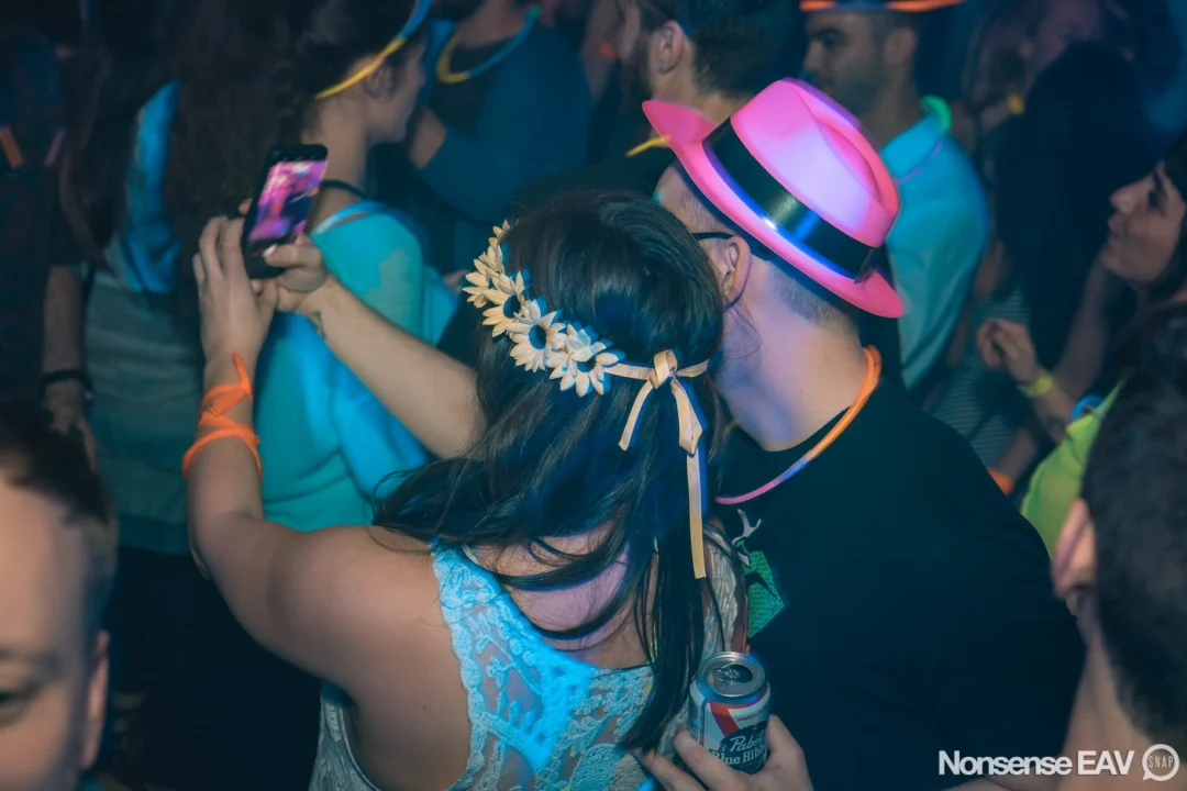 Nonsense: GLOW Indie Dance Party - February 2018! We danced! We glowed! We got ridiculous! Nonsense is the 3rd Friday of every month at The Basement. Kimber is the DJ. Photo by Oh Snap.